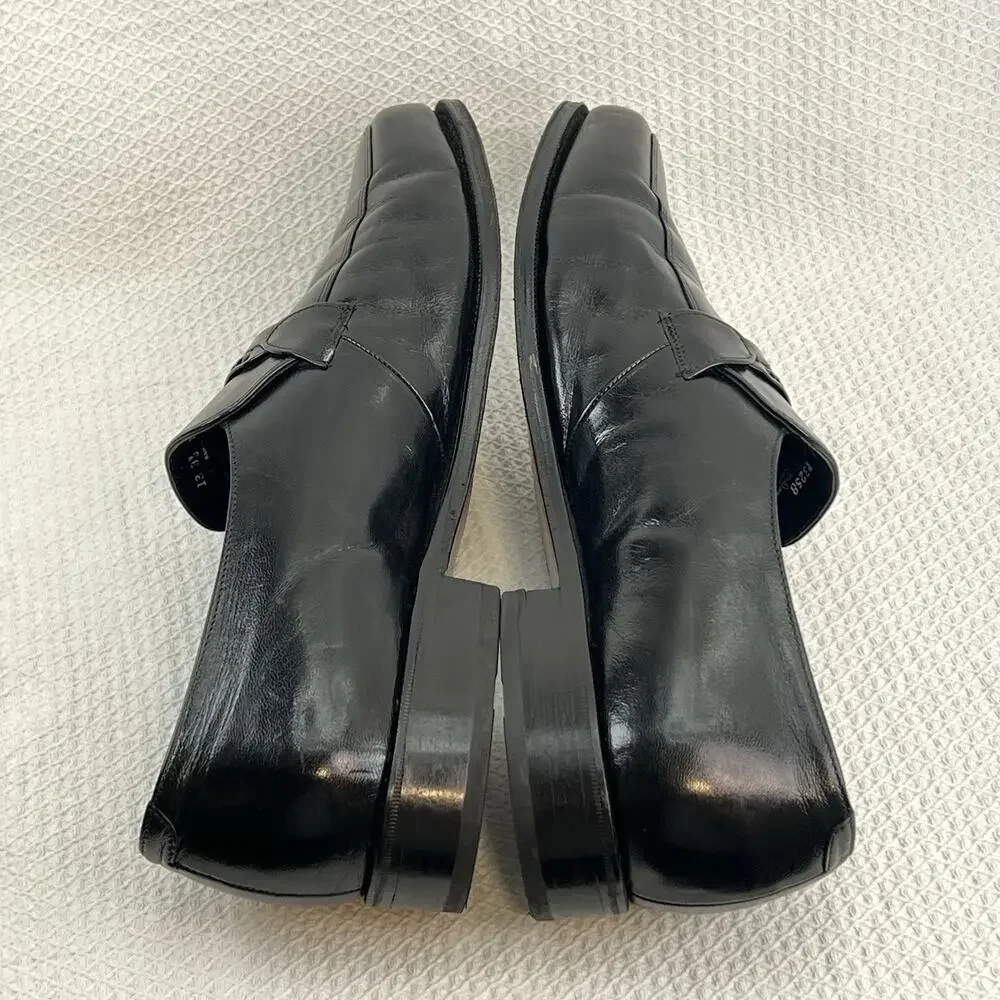 Florsheim Black Leather Penny Loafers Braided Strap Mens US 13 E Dress Shoes
